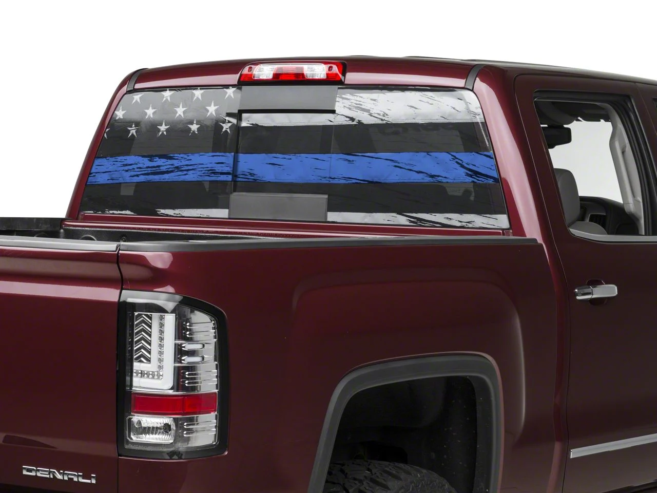 SEC10 Perforated Real Flag Rear Window Printed Decal; Blue Line (07-26 Sierra 1500)