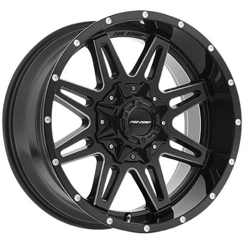 Pro Comp Wheels Blockade Gloss Black Milled 8-Lug Wheel; 20x9.5; -6mm Offset (11-16 F-350 Super Duty SRW)