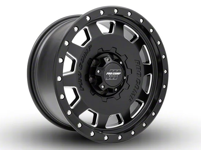 Pro Comp Wheels Hammer Satin Black Milled 6-Lug Wheel; 17x9; -6mm Offset (14-18 Sierra 1500)