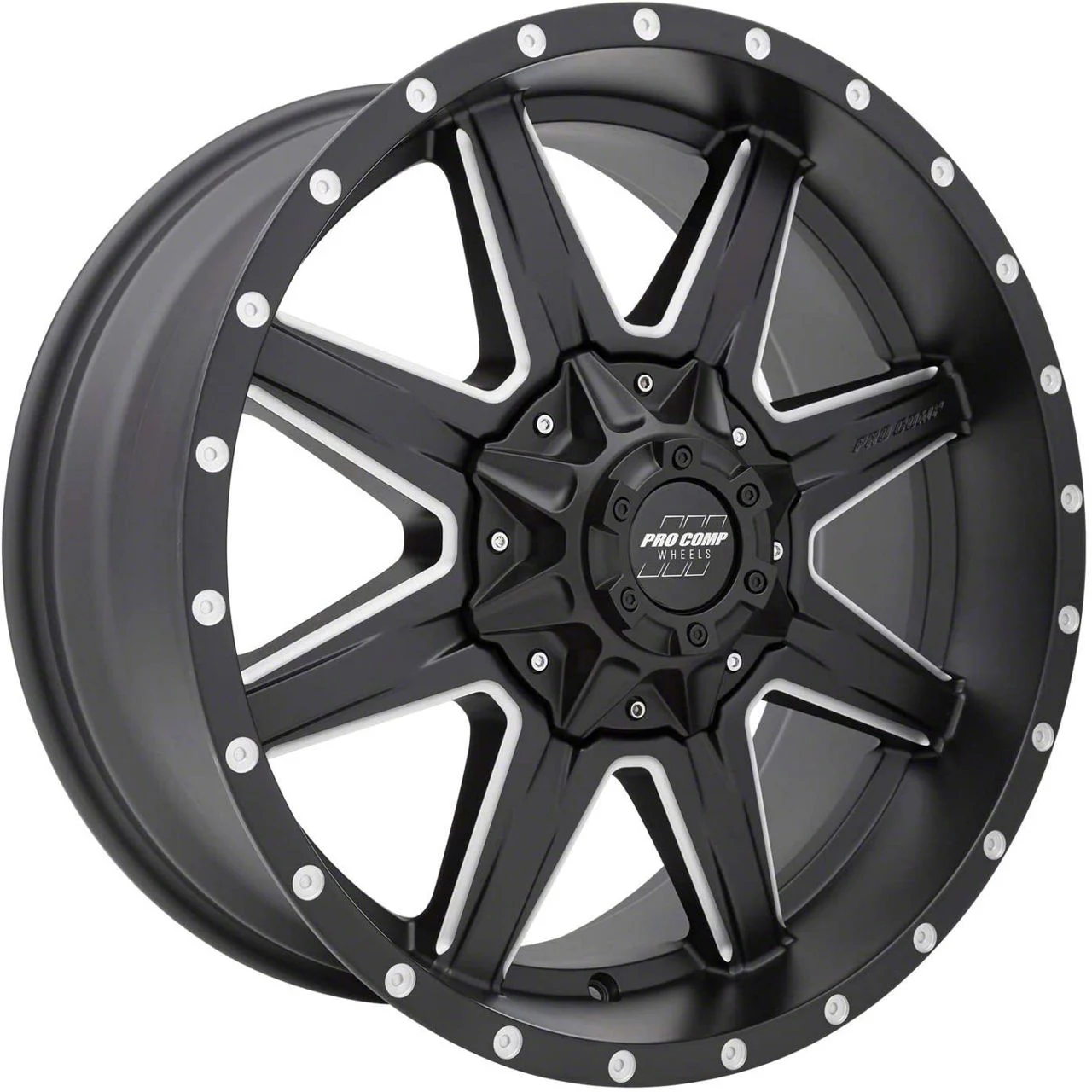 Pro Comp Wheels Quick 8 Satin Black Milled 8-Lug Wheel; 20x9; 0mm Offset (07-10 Silverado 2500 HD)