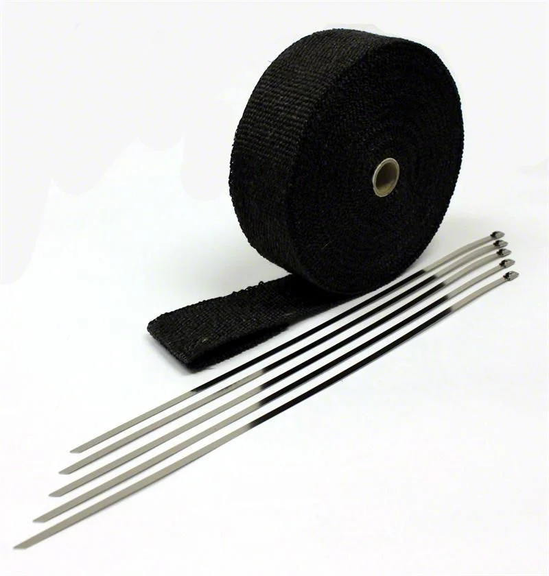 Prosport Black Fiberglass Header Wrap; 2-Inch x 50-Foot (Universal; Some Adaptation May Be Required)