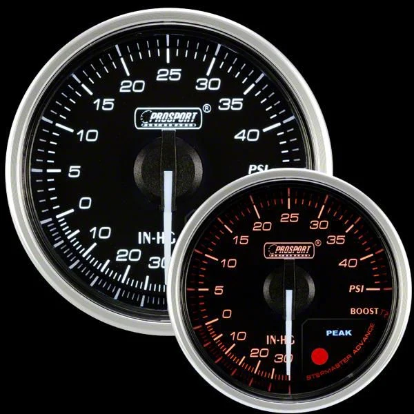 Prosport 52mm Supreme Series Boost Gauge; Electrical; 40 PSI; Amber/White (Universal; Some Adaptation May Be Required)
