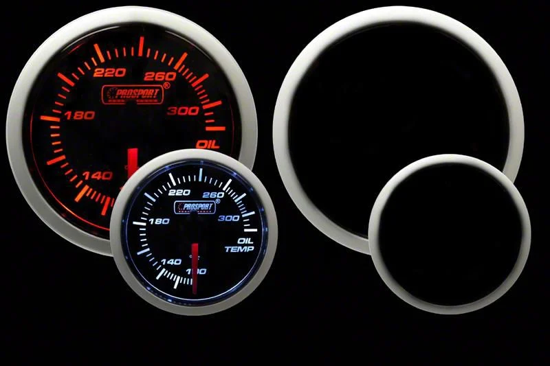 Prosport 52mm Performance Series Oil Temperature Gauge; Electrical; Amber/White (Universal; Some Adaptation May Be Required)