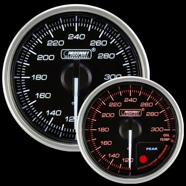 Prosport 52mm Supreme Series Oil Temperature Gauge; Electrical; Amber/White (Universal; Some Adaptation May Be Required)