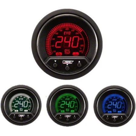 Prosport 52mm Premium EVO Series Oil Temperature Gauge; Electrical; Blue/Red/Green/White (Universal; Some Adaptation May Be Required)