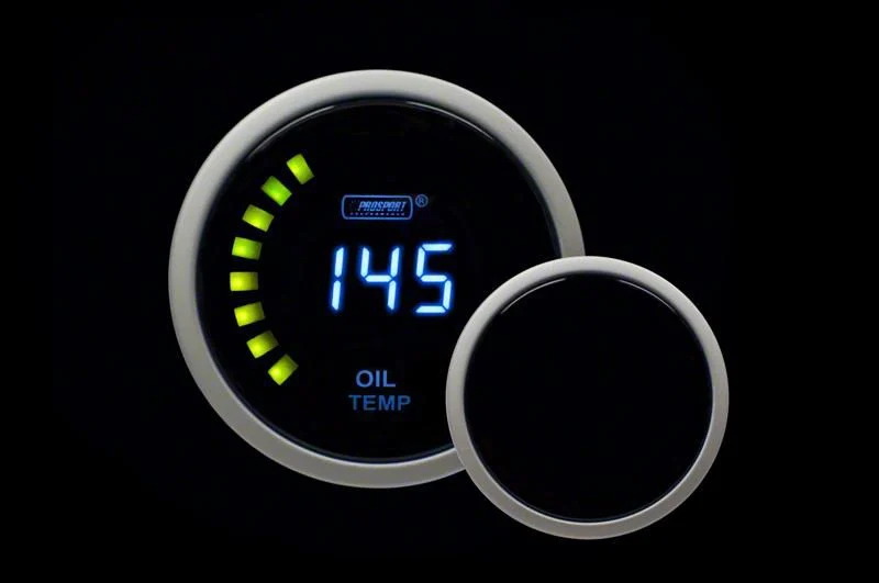 Prosport 52mm Digital Series Oil Temperature Gauge; Blue LCD Display (Universal; Some Adaptation May Be Required)