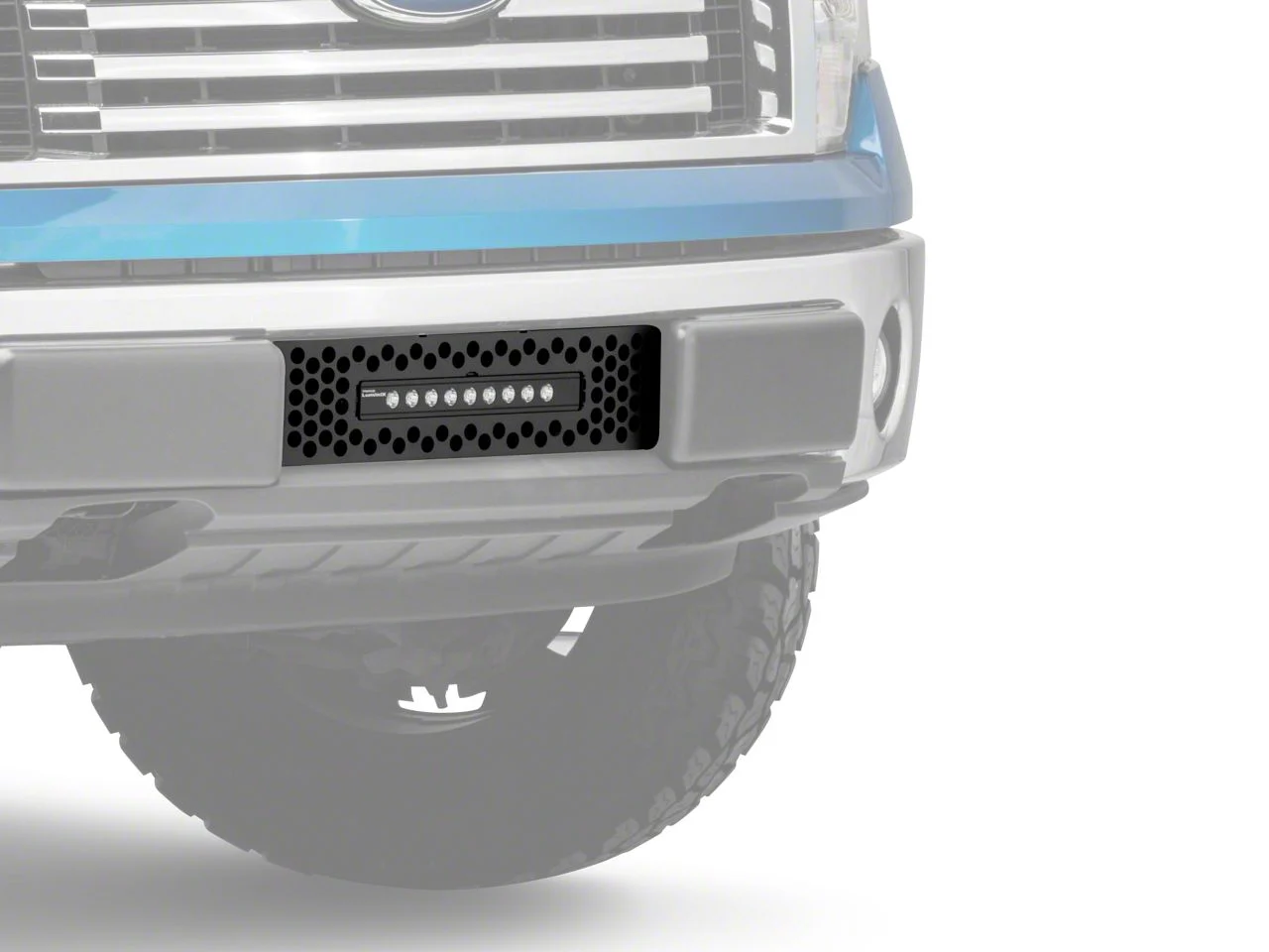 Putco Punch Design Lower Bumper Grille Insert with 10-Inch Luminix Light Bar; Black (09-14 F-150, Excluding Raptor, Harley Davidson & 2011 Limited)