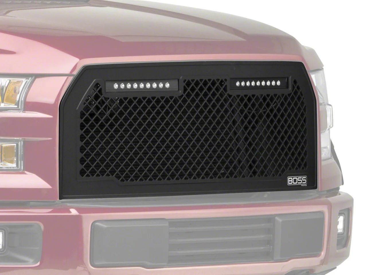 Putco Boss Upper Replacement Grille with Two 10-Inch LED Light Bars (15-17 F-150, Excluding Raptor)