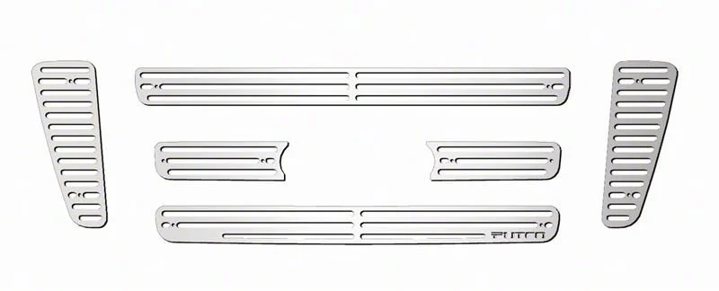 Putco Liquid Billet 6-Piece Upper Overlay Grille with Emblem Cutout; Polished (04-08 F-150 STX, FX4, King Ranch)