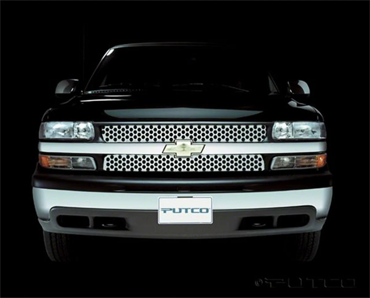 Putco Punch Design Upper Overlay Grilles; Polished (01-02 Silverado 1500)