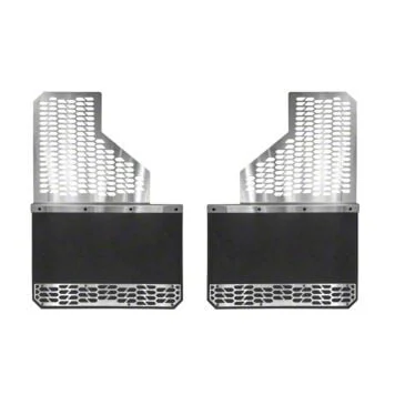Putco Hex Shield Series Mud Flaps; Brushed; Front (10-18 RAM 3500 DRW)