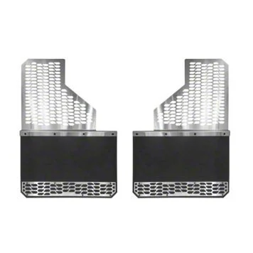 Putco Hex Shield Series Mud Flaps; Brushed; Rear (19-26 RAM 3500 DRW)