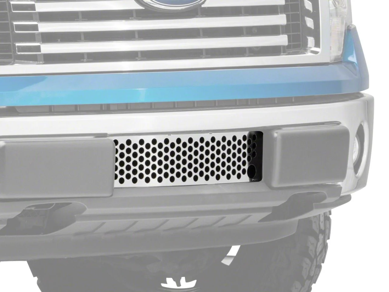 Putco Punch Design Lower Bumper Grille Insert with Heater Plug Opening; Polished (09-14 F-150, Excluding Raptor, Harley Davidson & 2011 Limited)
