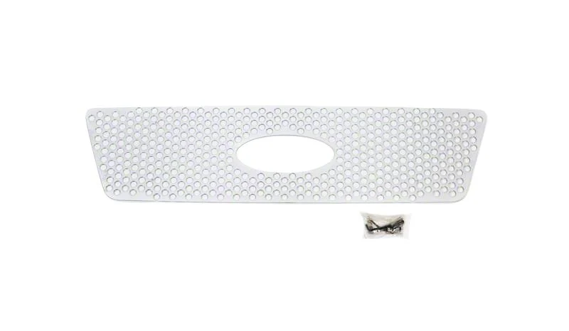 Putco Punch Design Upper Overlay Grille with Emblem Cutout; Polished (04-08 F-150 XL, XLT, Lariat)