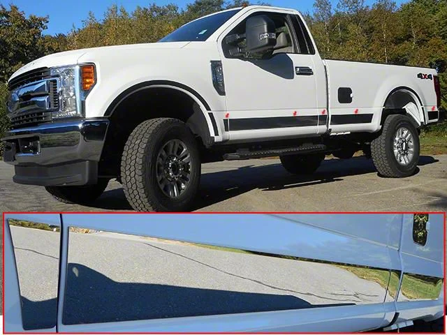 Rocker Panel Trim; Upper Kit; Stainless Steel (17-22 F-350 Super Duty Regular Cab)