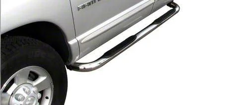 3-Inch Round Side Step Bars; Stainless Steel (02-08 RAM 1500 Quad Cab)