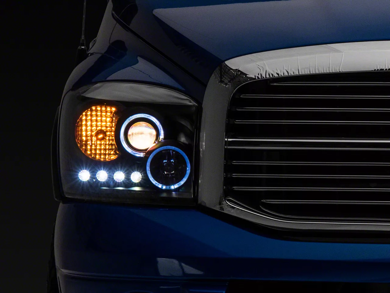 Raxiom LED Halo Projector Headlights; Black Housing; Clear Lens (06-08 RAM 1500)