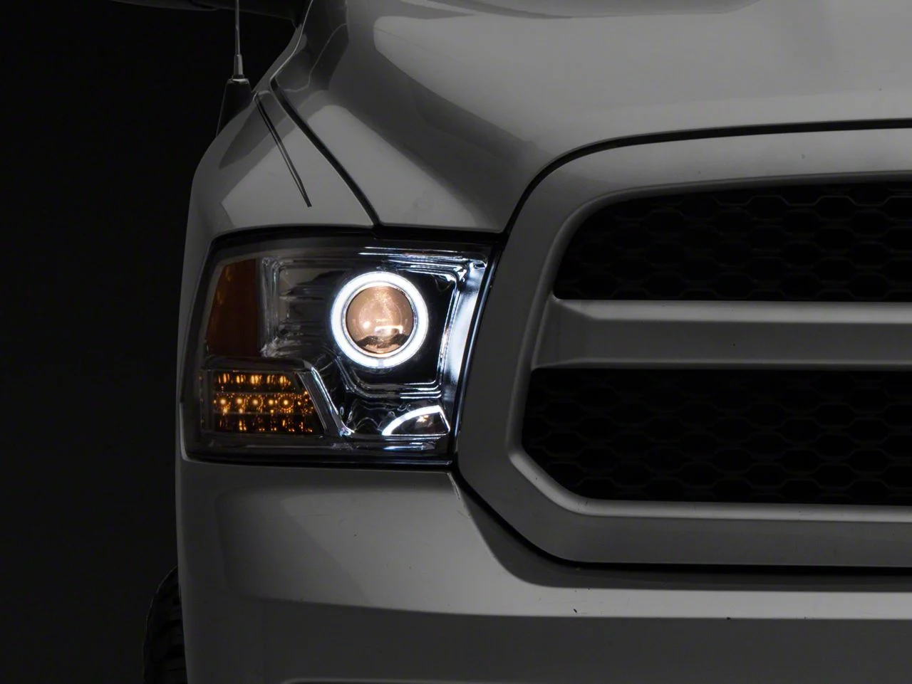 Raxiom Super White LED Halo Projector Headlights; Chrome Housing; Clear Lens (09-18 RAM 1500 w/ Factory Halogen Non-Projector Headlights)