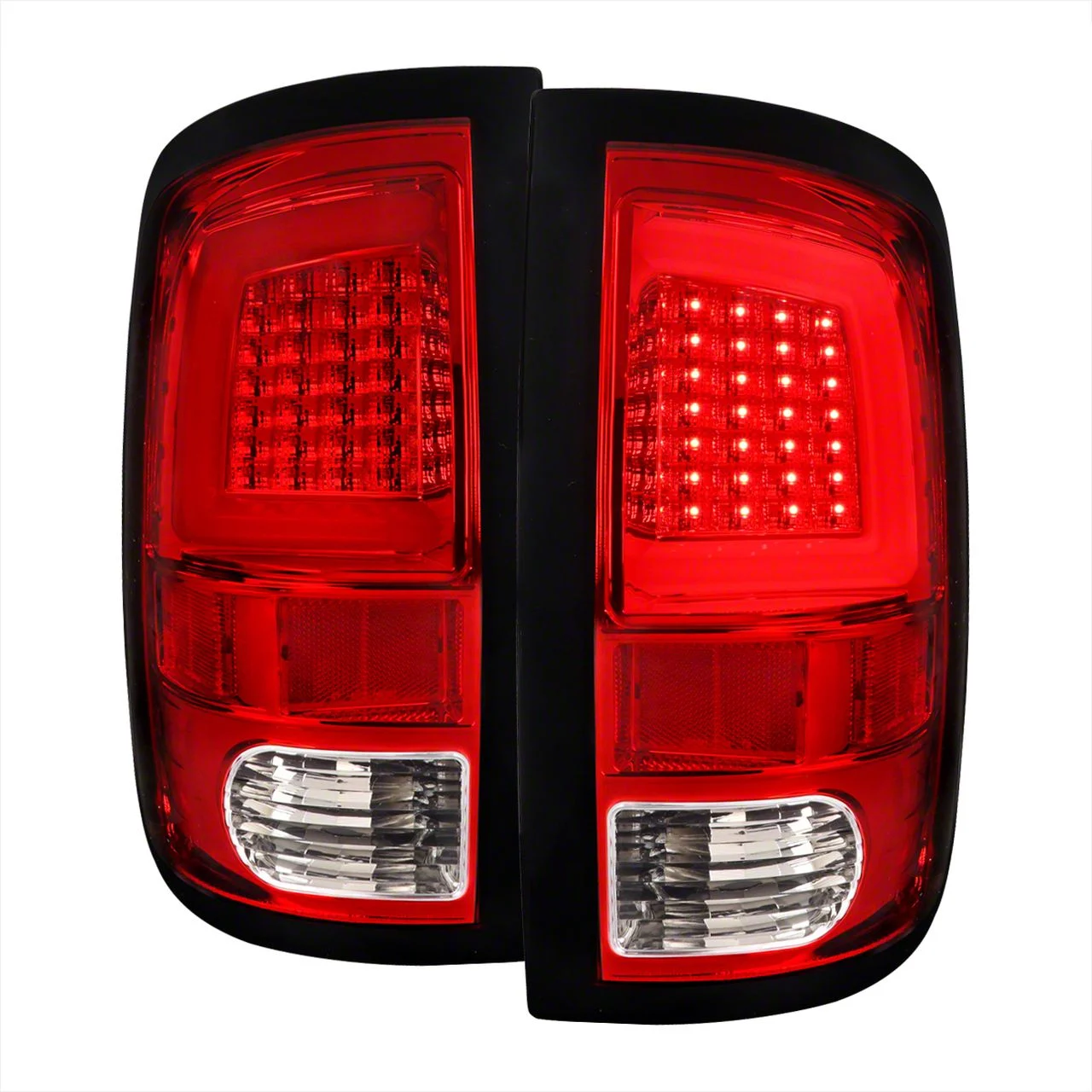 G2 White Bar LED Tail Lights; Chrome Housing; Red Lens (09-18 RAM 1500 w/ Factory Halogen Tail Lights)