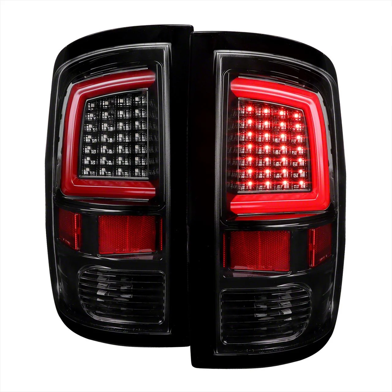 G2 White Bar LED Tail Lights; Gloss Black Housing; Clear Lens (09-18 RAM 1500 w/ Factory Halogen Tail Lights)