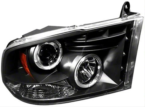 Halo Projector Headlights; Black Housing; Clear Lens (09-14 RAM 1500 w/ Factory Halogen Non-Quad Halogen Headlights)