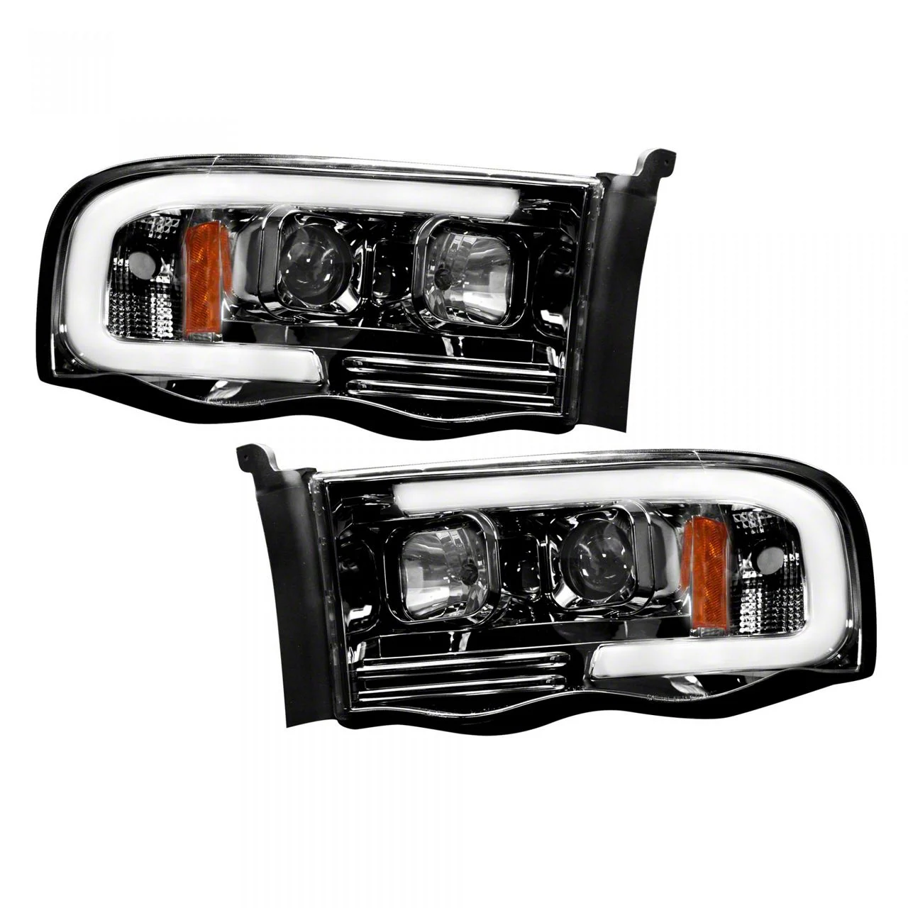 OLED Halo Projector Headlights; Black Housing; Smoked Lens (02-05 RAM 1500)
