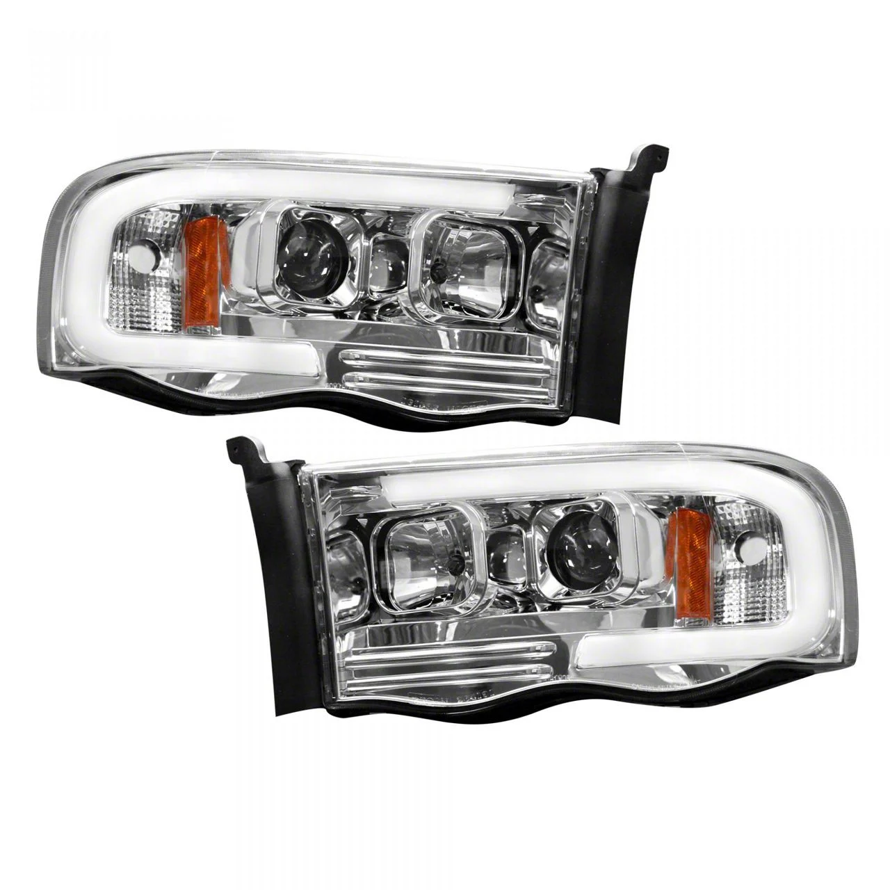 OLED Halo Projector Headlights; Chrome Housing; Clear Lens (02-05 RAM 1500)