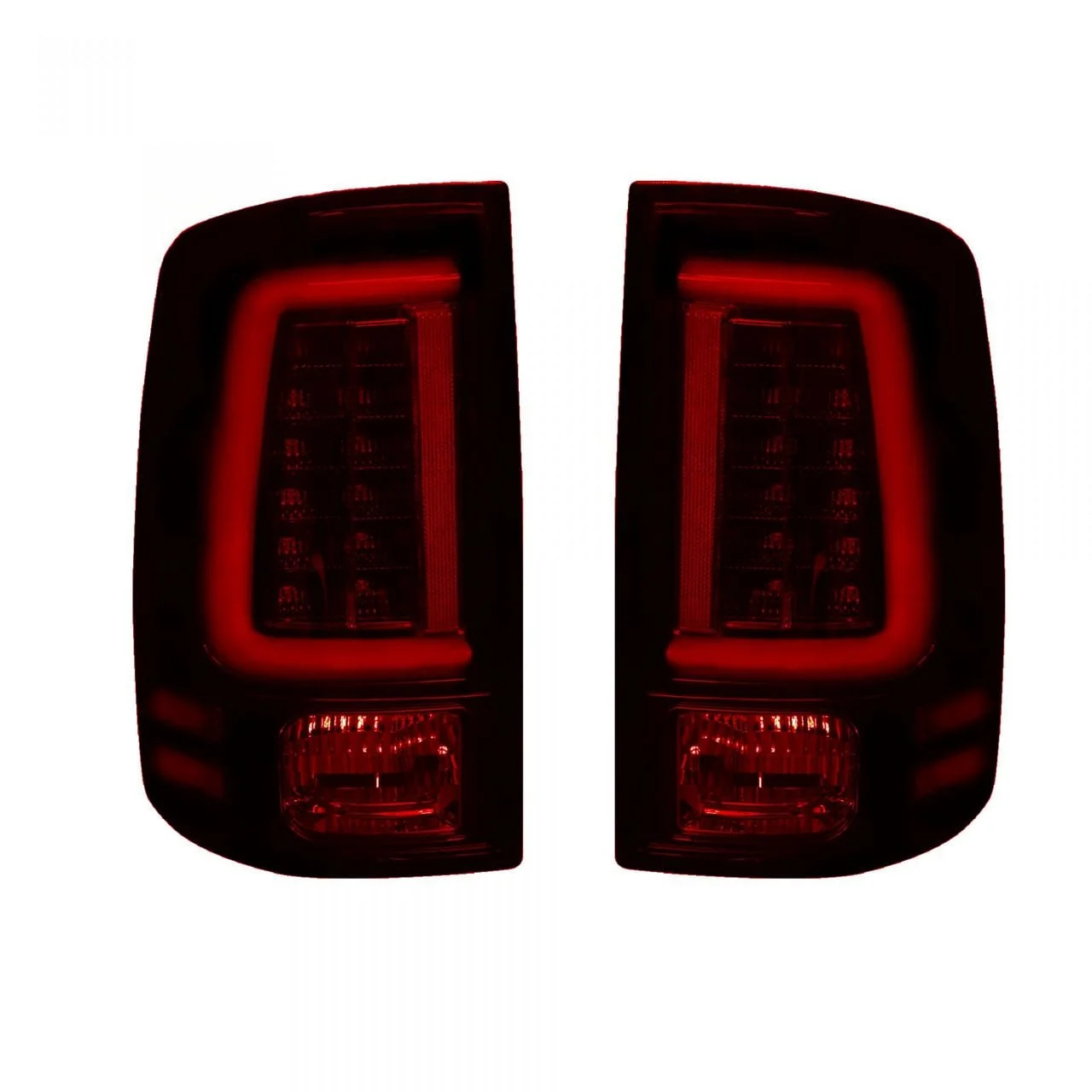 OLED Tail Lights; Chrome Housing; Dark Red Smoked Lens (13-18 RAM 1500 w/ Factory LED Tail Lights)