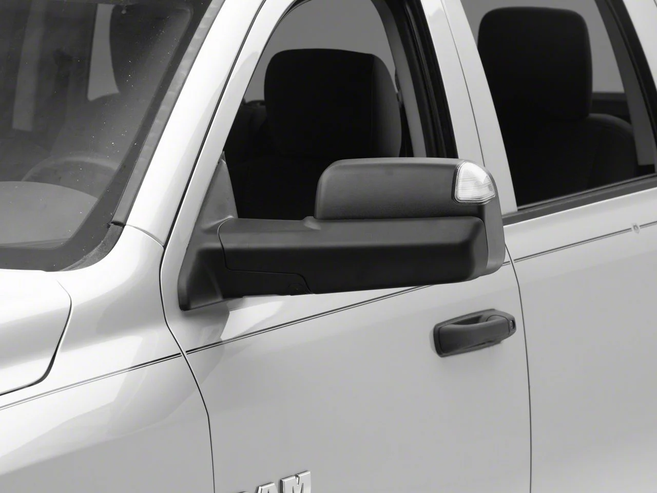 Powered Heated Towing Mirrors with Amber LED Turn Signals and Puddle Lights; Black (13-15 RAM 1500)