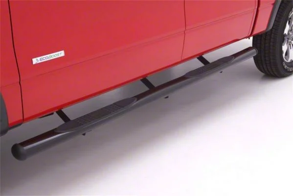 4-Inch Oval Straight Nerf Side Step Bars; Black (19-26 RAM 1500 Crew Cab)