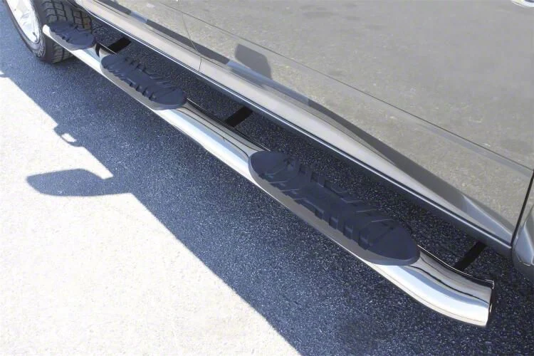 5-Inch Oval Wheel-To-Wheel Nerf Side Step Bars; Polished Stainless (09-18 RAM 1500 Crew Cab w/ 5.7-Foot Box)