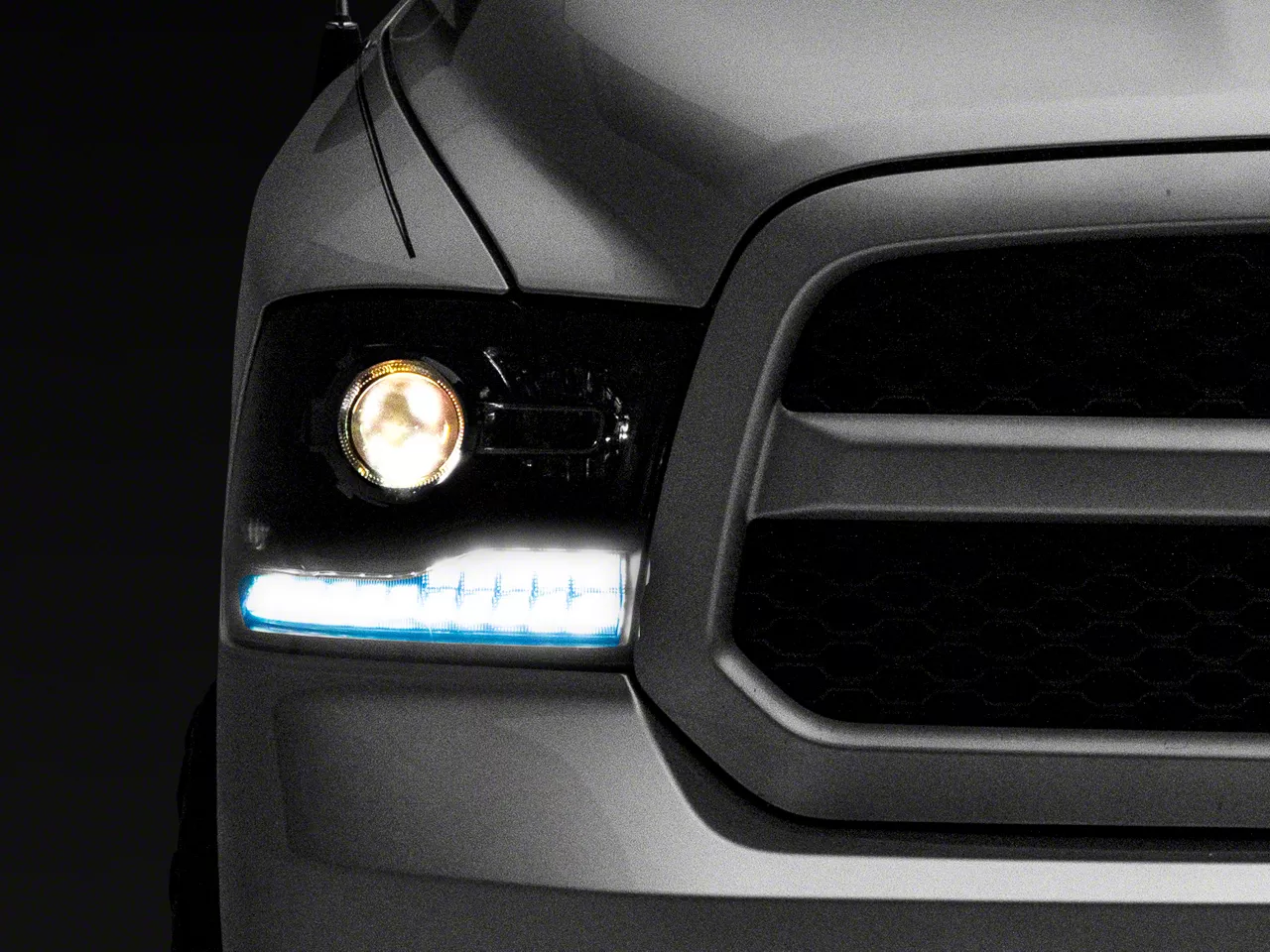 Switchback Sequential LED Bar Projector Headlights; Jet Black Housing; Clear Lens (09-18 RAM 1500 w/ Factory Halogen Non-Projector Headlights)