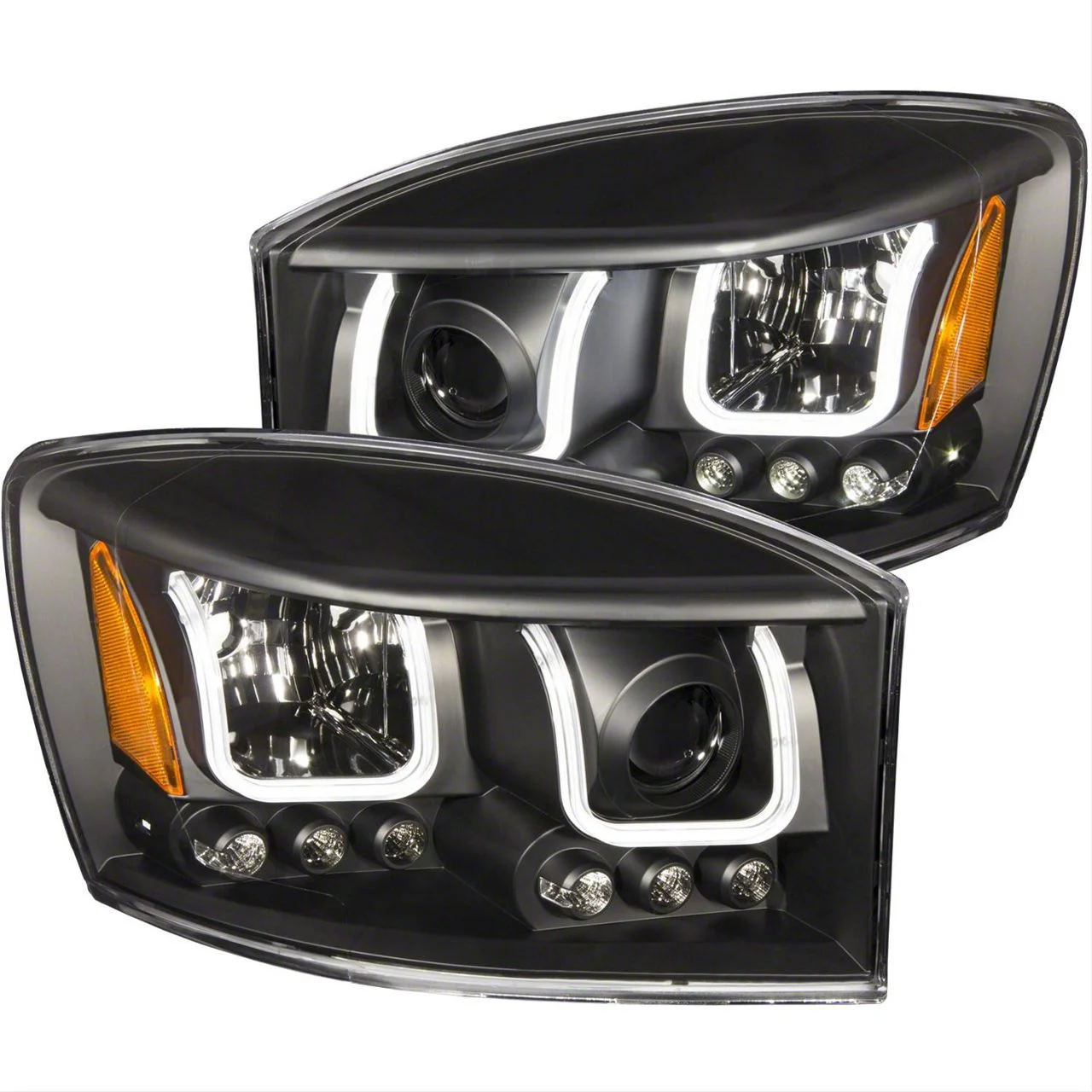 U-Bar Projector Headlights; Black Housing; Clear Lens (06-08 RAM 1500)