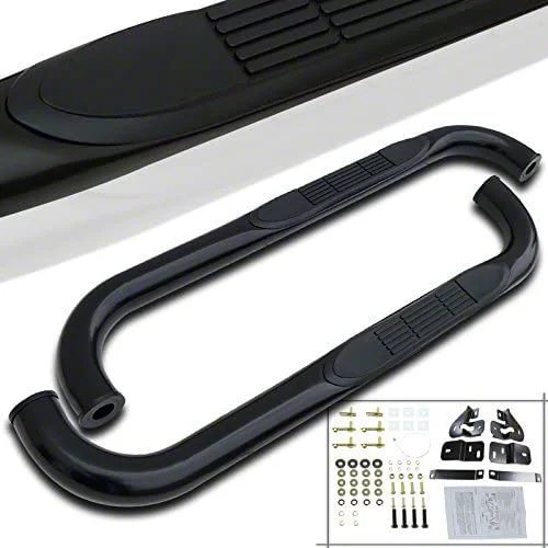 3-Inch Round Side Step Bars; Black (10-18 RAM 2500 Regular Cab)