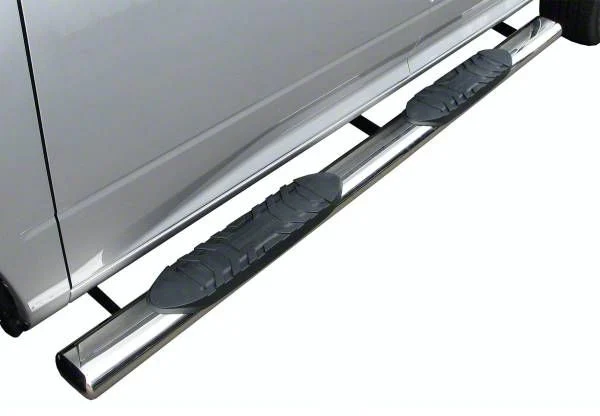 5-Inch Straight Oval Side Step Bars; Stainless Steel (10-26 RAM 2500 Crew Cab)