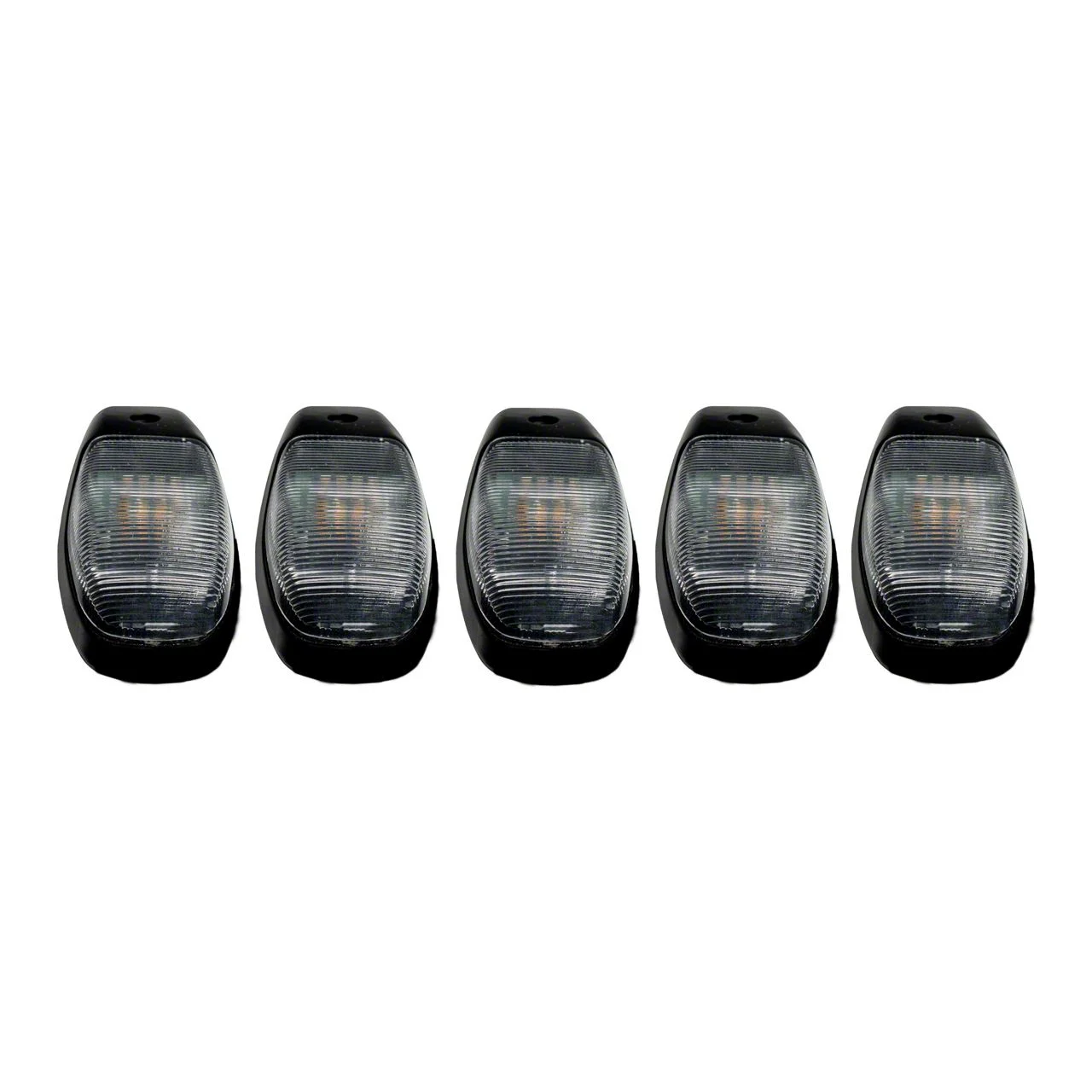 5-Piece Amber and White Strobe LED Cab Roof Lights; Clear Lens (19-26 RAM 2500)