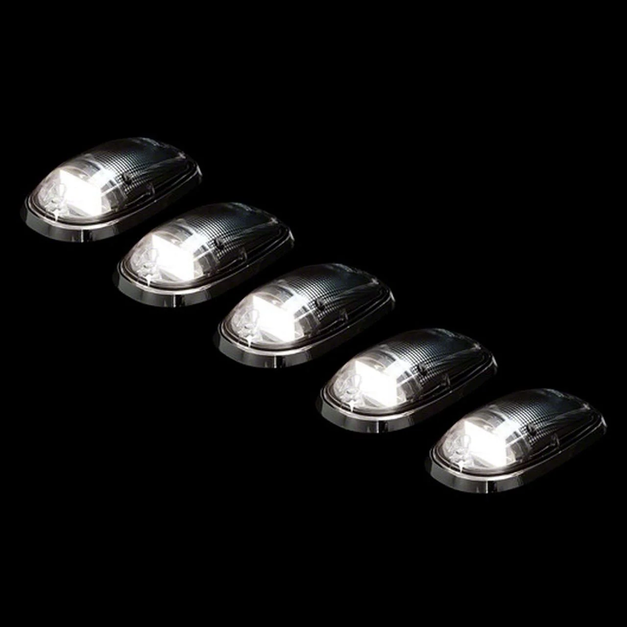5-Piece White OLED Cab Roof Lights; Smoked Lens (03-18 RAM 2500)