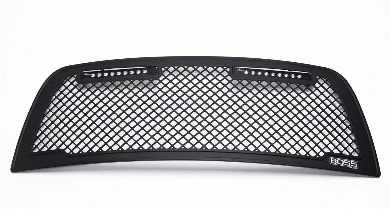 Putco Boss Mesh Upper Grille Insert with 10-Inch LED Light Bars; Black (13-18 RAM 2500)