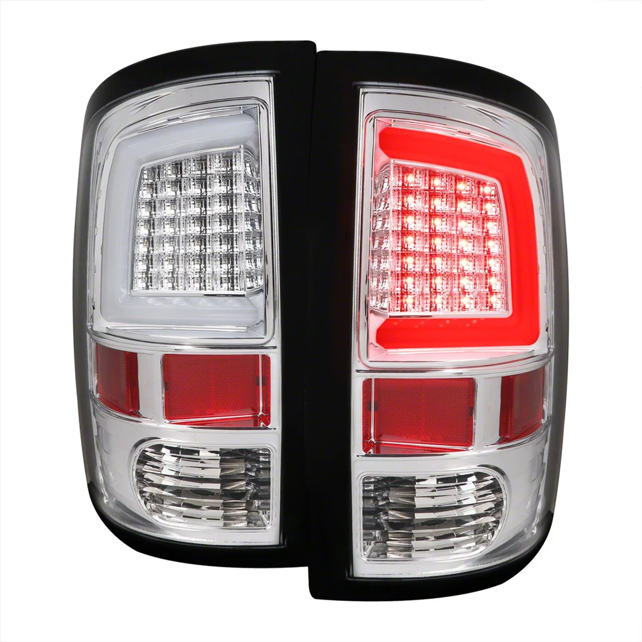 G2 White Bar LED Tail Lights; Chrome Housing; Clear Lens (10-18 RAM 2500 w/ Factory Halogen Tail Lights)