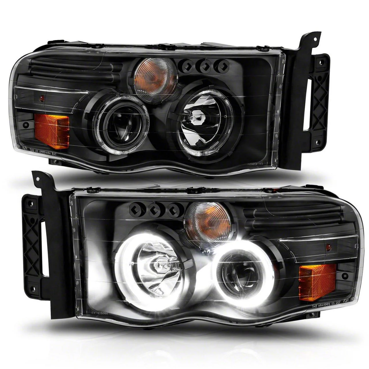 Halo Projector Headlights; Black Housing; Clear Lens (03-05 RAM 2500)