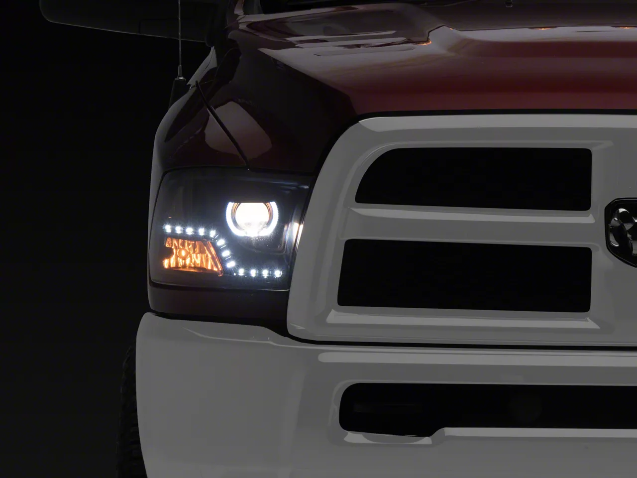 LED Halo Projector Headlights; Black Housing; Clear Lens (10-18 RAM 2500 w/ Factory Halogen Non-Projector Headlights)