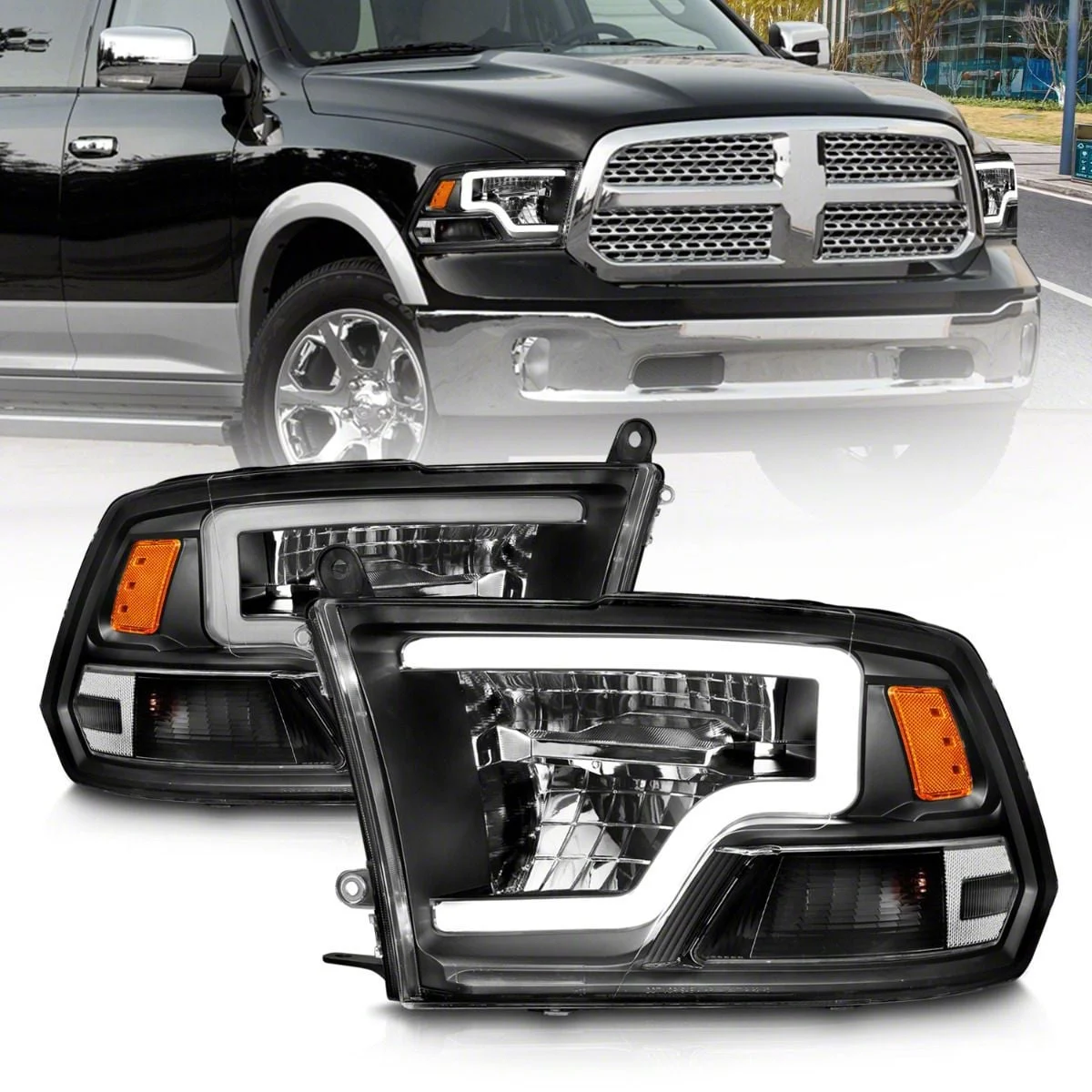 LED Projector Headlights; Black Housing; Clear Lens (10-18 RAM 2500 w/ Factory Halogen Non-Projector Headlights)