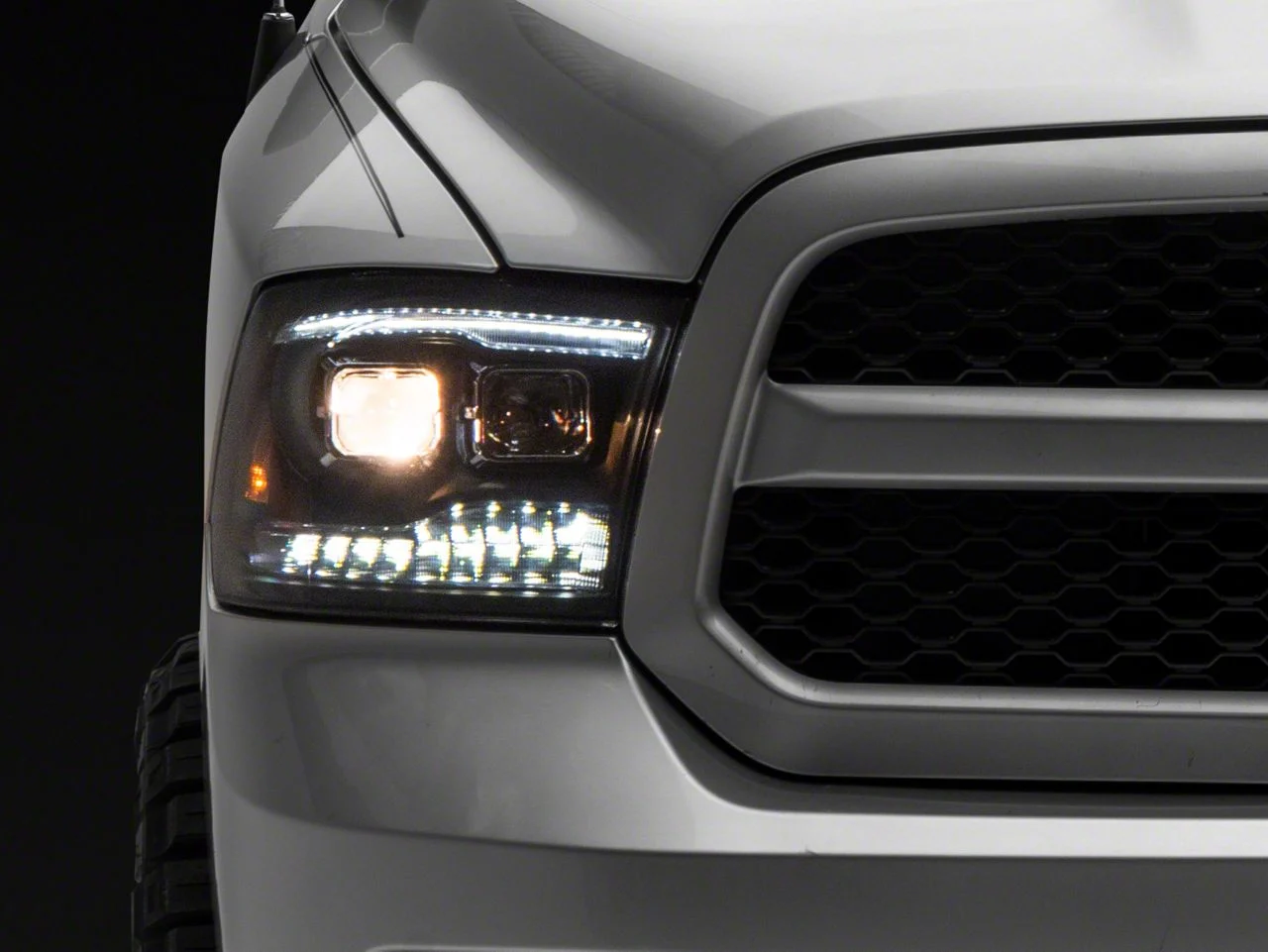 Light Bar Style Projector Headlights; Black Housing; Clear Lens (09-18 RAM 2500 w/ Factory Halogen Non-Projector Headlights)