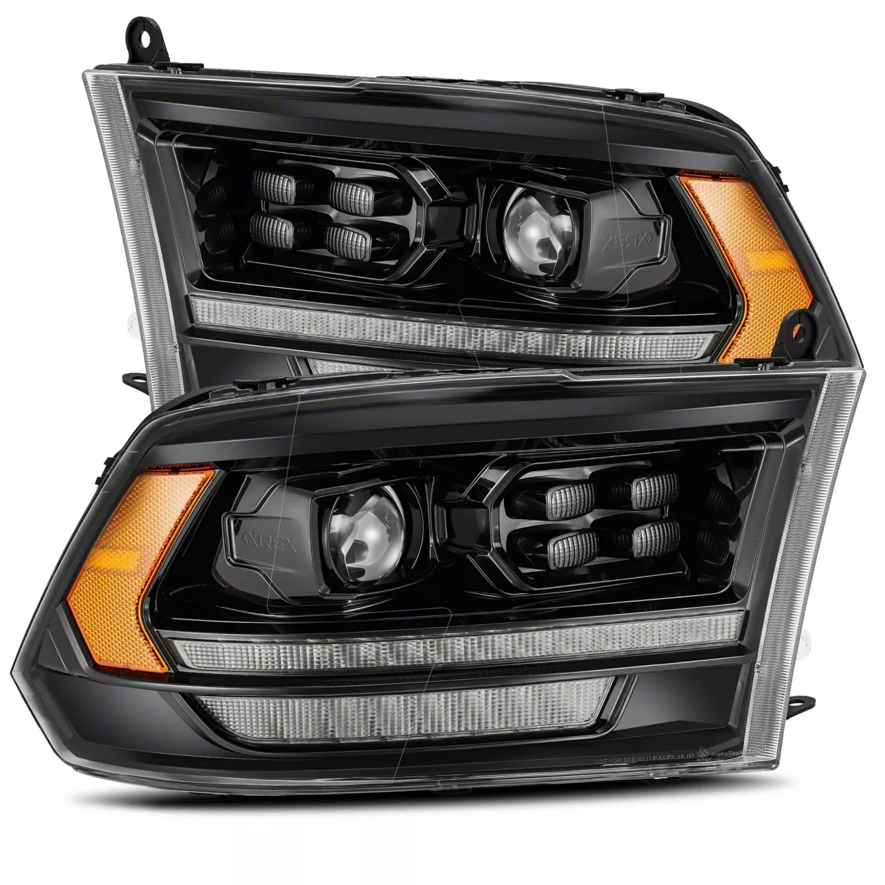 AlphaRex LUXX-Series LED Projector Headlights; Alpha Black Housing; Clear Lens (13-18 RAM 2500 w/ Factory Projector Headlights)