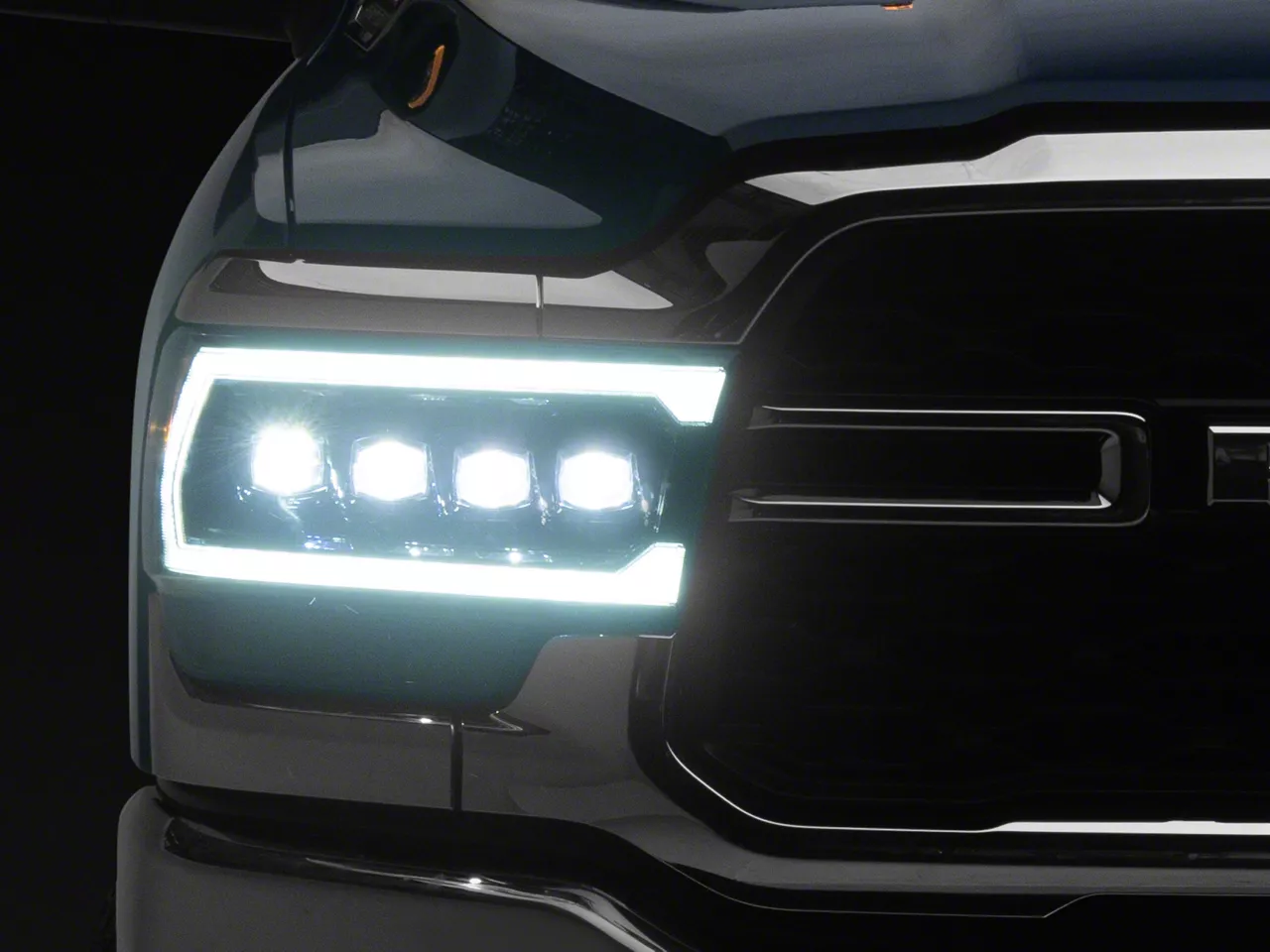 AlphaRex NOVA-Series LED Projector Headlights; Alpha Black Housing; Clear Lens (19-24 RAM 2500 w/ Factory Halogen Headlights)