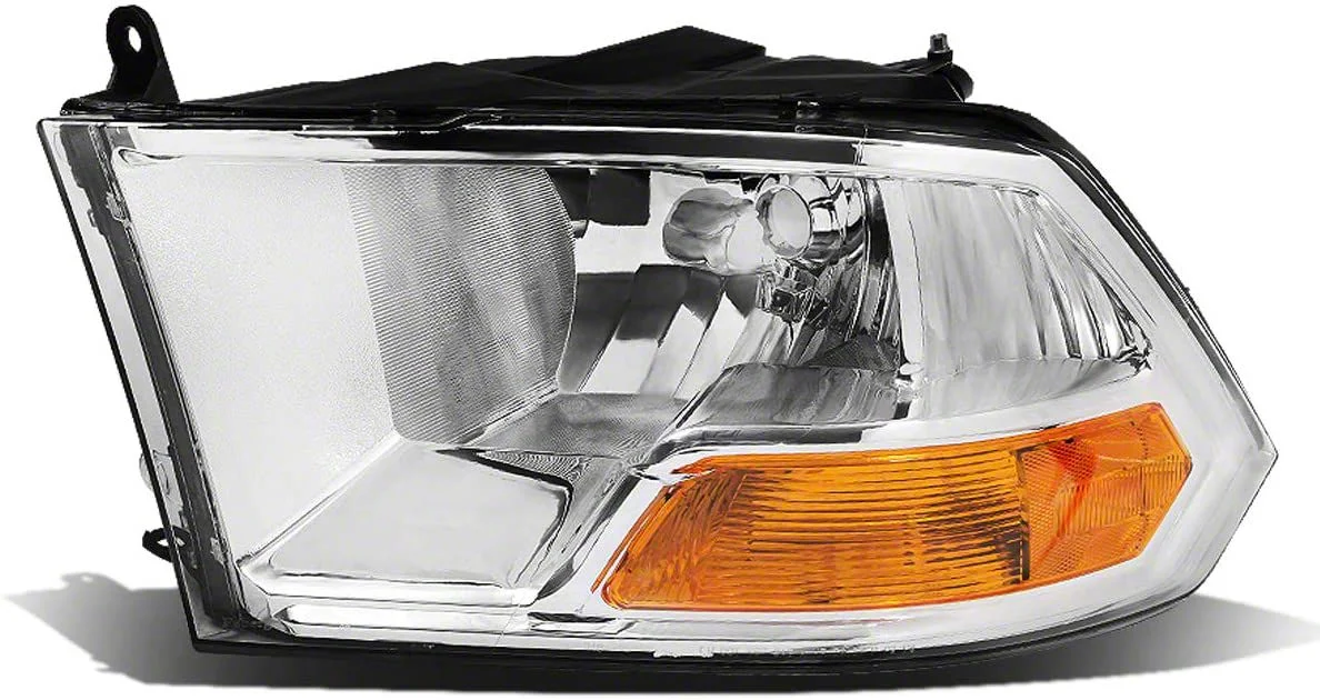 OE Style Headlight; Chrome Housing; Clear Lens; Driver Side (10-18 RAM 2500 w/ Factory Halogen Dual Headlights)
