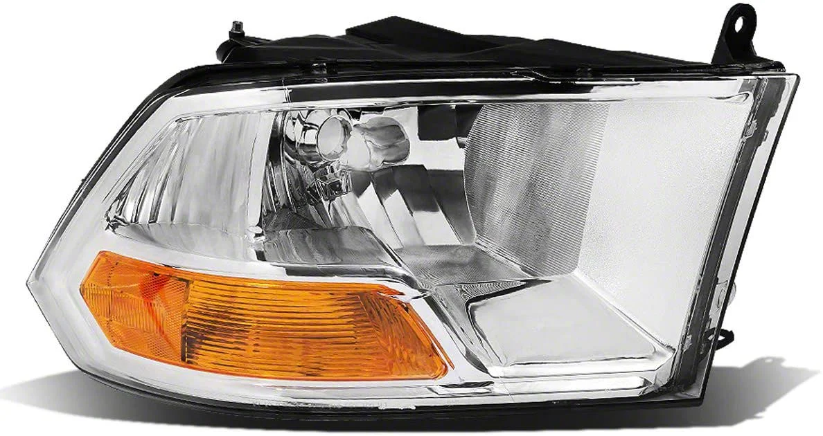 OE Style Headlight; Chrome Housing; Clear Lens; Passenger Side (10-18 RAM 2500 w/ Factory Halogen Dual Headlights)