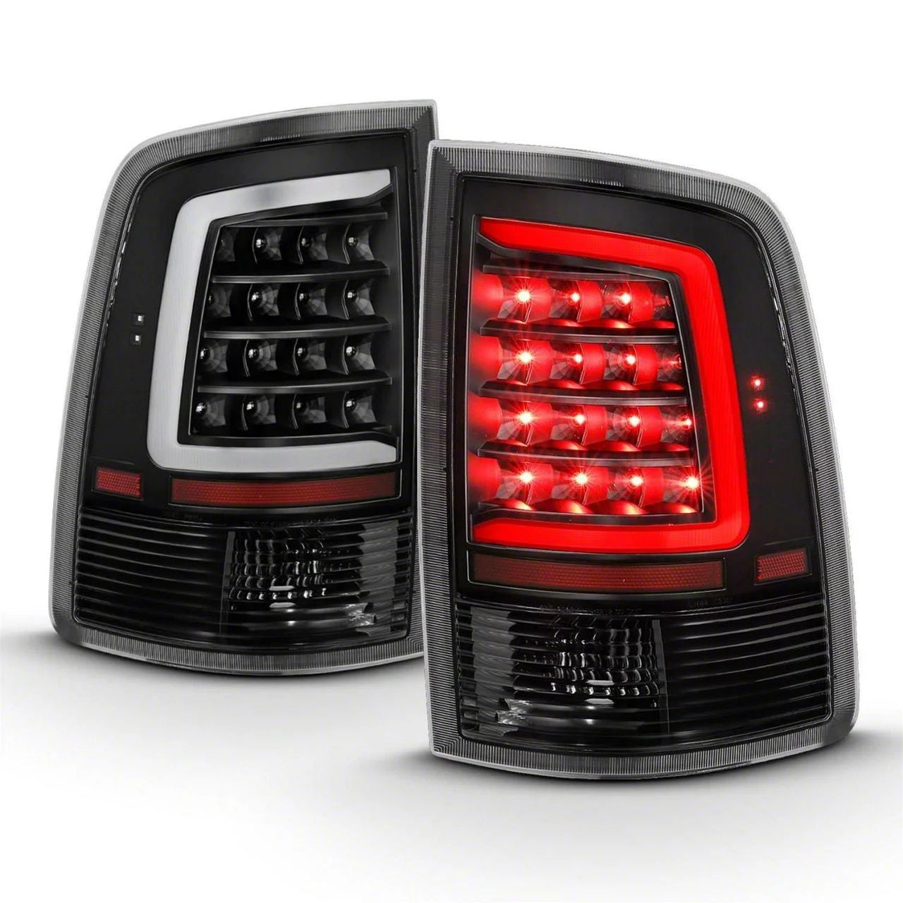 Plank Style LED Tail Lights; Black Housing; Clear Lens (10-18 RAM 2500 w/ Factory Halogen Tail Lights)