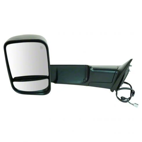Powered Heated Towing Mirror with Puddle Light; Textured Black; Driver Side (2012 RAM 2500)