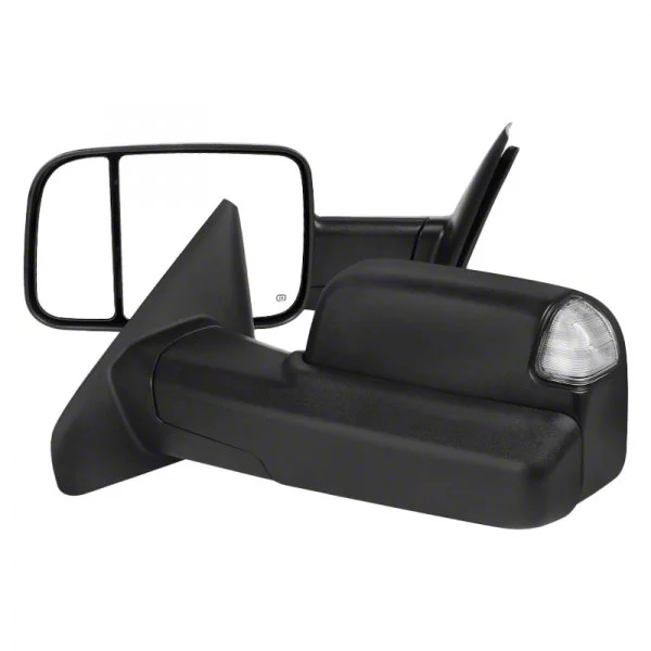 Powered Heated Towing Mirrors with Clear LED Turn Signals; Black (03-09 RAM 2500)
